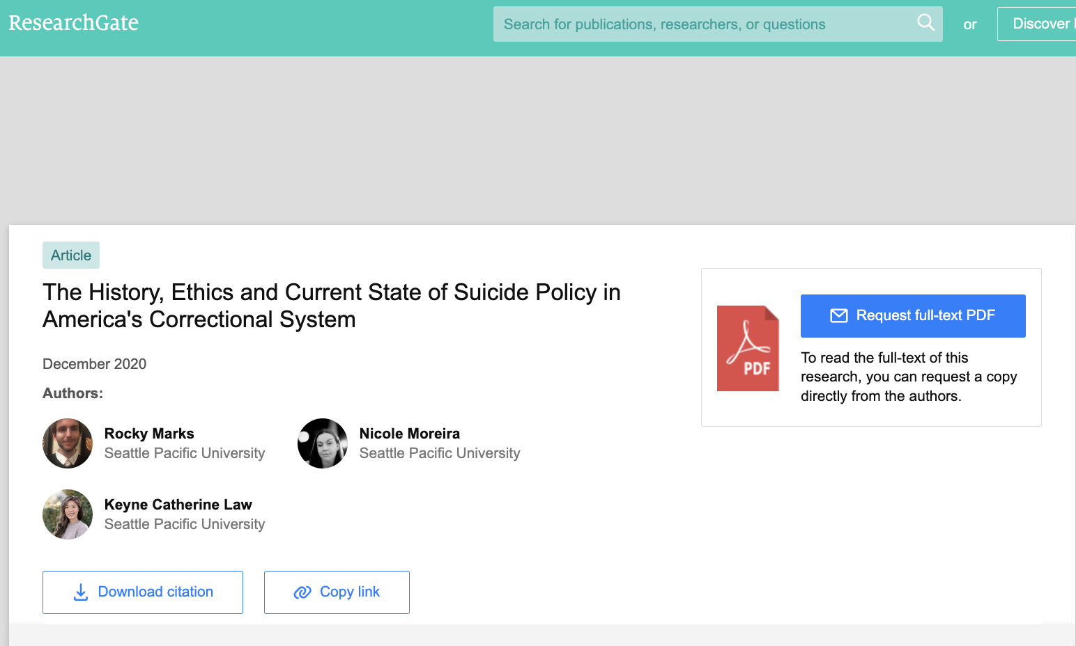 The History, Ethics and Current State of Suicide Policy in America's Correctional System
